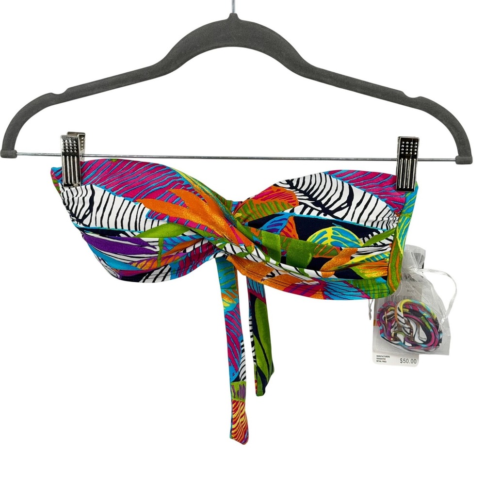 Anne Cole Signature Bikini Top Womens S Tropical Bandeau Strapless NWT